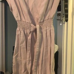 Morgan Taylor Sleeveless Beige Dress with Tie Waist